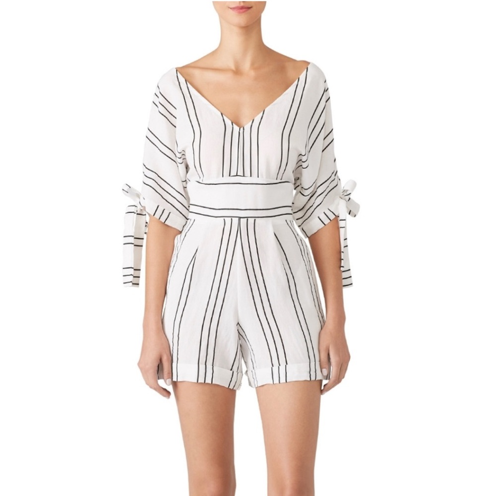 Sancia striped romper with tie detail